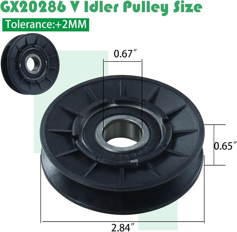 POSFLAG GX20286 V Idler Pulley with GX20287 Idler Pulley GX20006 V Belt Replaces GX20286 Pulley, John Deere Pulley GX20286, John Deere GX20287 Idler Pulley, 690409MA Pulley, 1760097, AM103019, AM32672 - Image 4